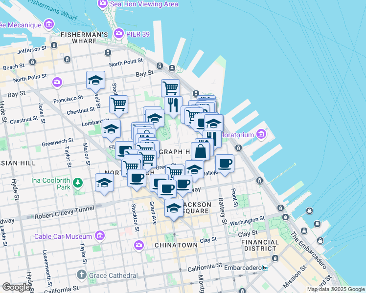 map of restaurants, bars, coffee shops, grocery stores, and more near 1310 Montgomery Street in San Francisco