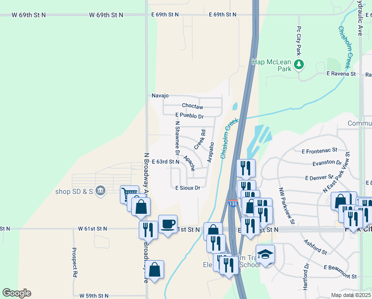 map of restaurants, bars, coffee shops, grocery stores, and more near 12 East Wichita Drive in Park City