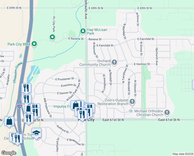 map of restaurants, bars, coffee shops, grocery stores, and more near 6510 Kerman Drive in Park City