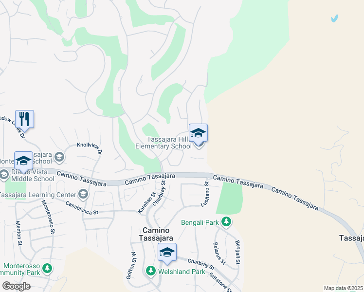 map of restaurants, bars, coffee shops, grocery stores, and more near 205 Kingswood Court in Danville