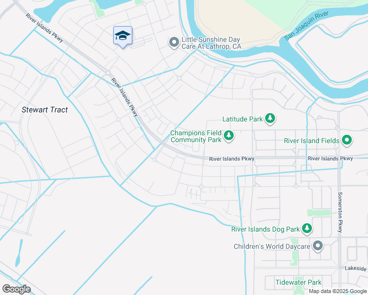 map of restaurants, bars, coffee shops, grocery stores, and more near 17575 Altair Way in Lathrop