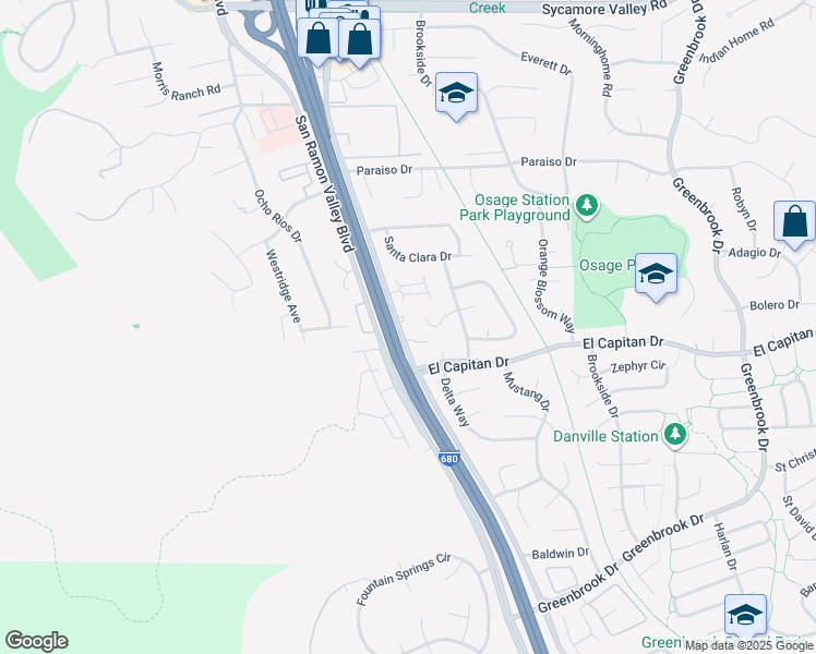 map of restaurants, bars, coffee shops, grocery stores, and more near 931 Camino Ramon in Danville