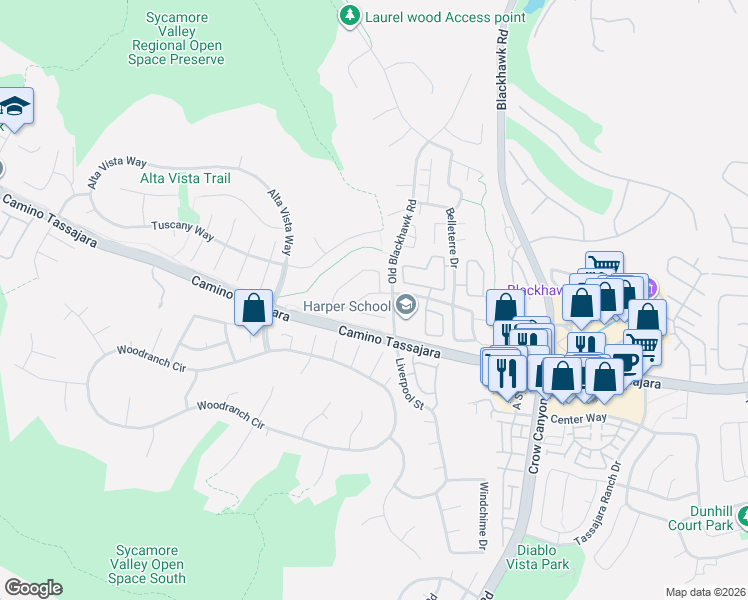 map of restaurants, bars, coffee shops, grocery stores, and more near 317 Fontaine Drive in Danville