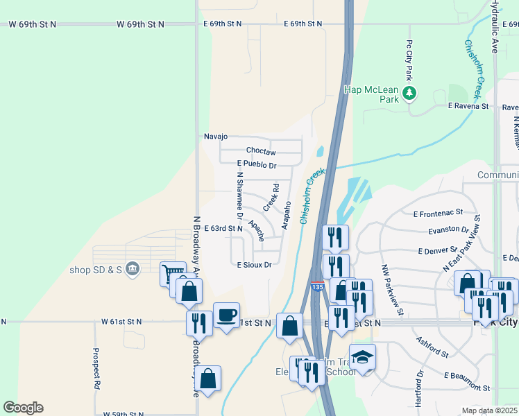 map of restaurants, bars, coffee shops, grocery stores, and more near 12 East Wichita Drive in Park City