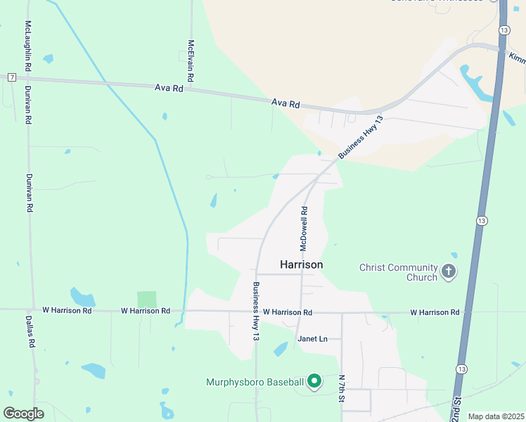map of restaurants, bars, coffee shops, grocery stores, and more near 2561 Business Highway 13 in Murphysboro