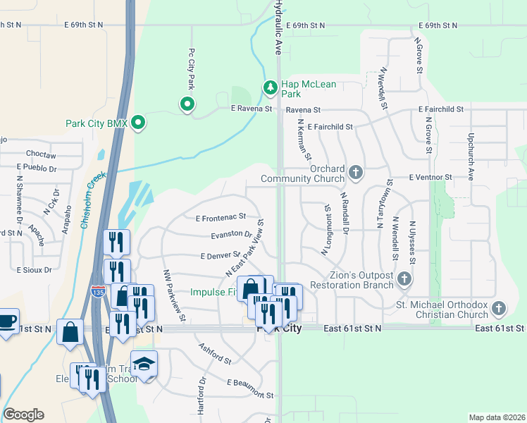 map of restaurants, bars, coffee shops, grocery stores, and more near 6508 North East Park View Street in Park City