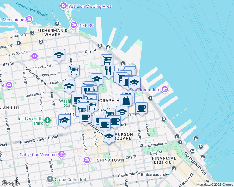 map of restaurants, bars, coffee shops, grocery stores, and more near 1310 Montgomery Street in San Francisco