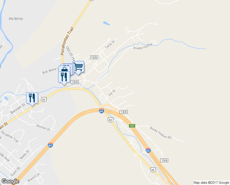 map of restaurants, bars, coffee shops, grocery stores, and more near 138 Harper Street in White Sulphur Springs
