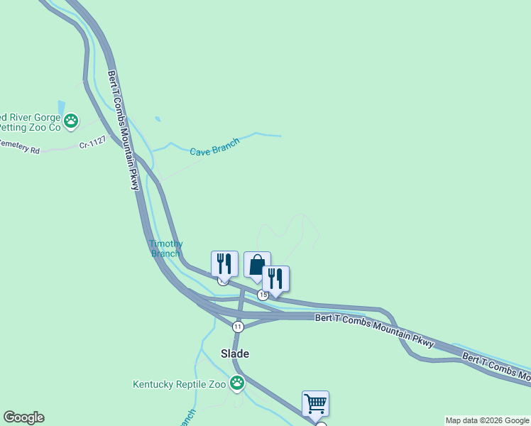 map of restaurants, bars, coffee shops, grocery stores, and more near 141 Debbie Lane in Slade