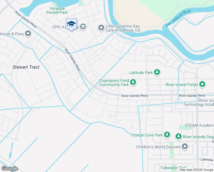 map of restaurants, bars, coffee shops, grocery stores, and more near 2553 Bush Court in Lathrop