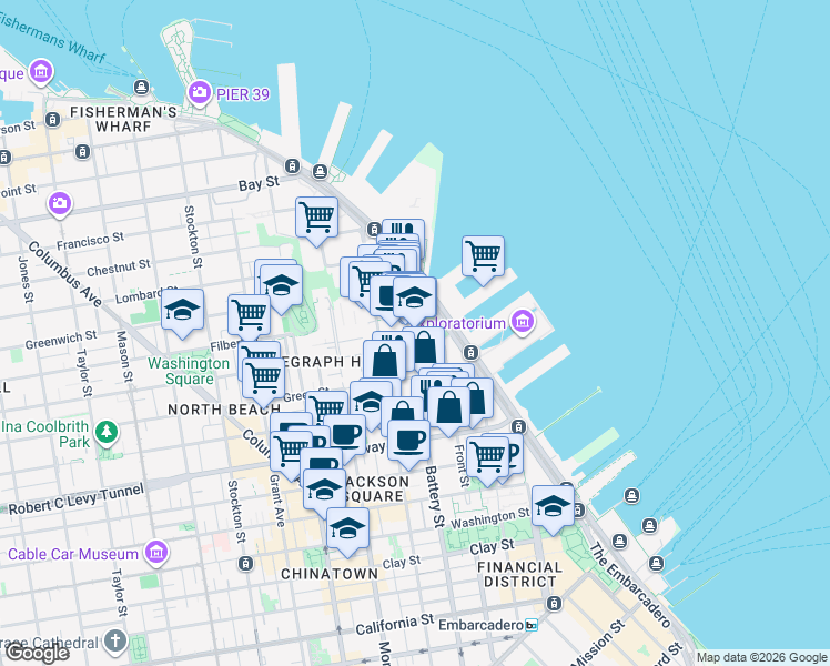 map of restaurants, bars, coffee shops, grocery stores, and more near in San Francisco