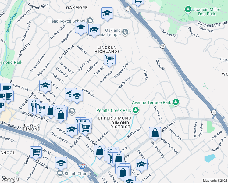 map of restaurants, bars, coffee shops, grocery stores, and more near 3007 Wisconsin Street in Oakland