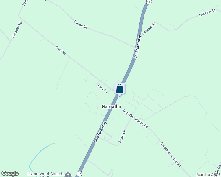 map of restaurants, bars, coffee shops, grocery stores, and more near David Dr in Parksley