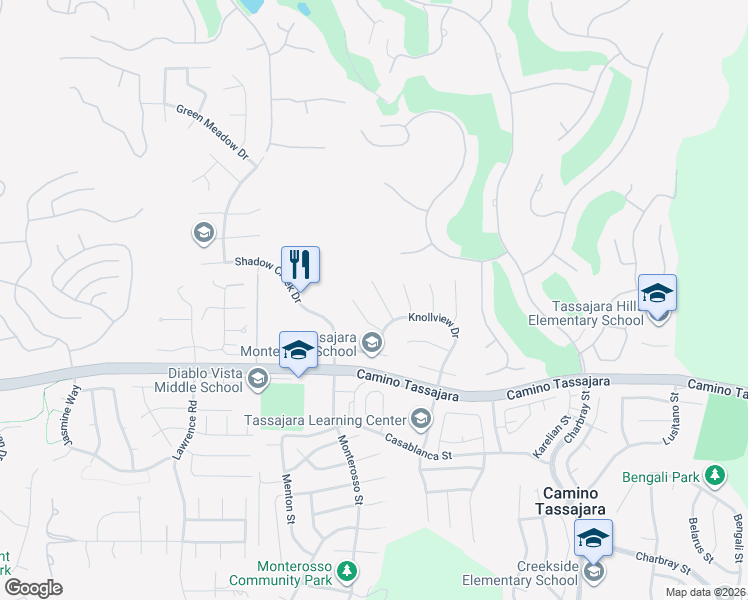 map of restaurants, bars, coffee shops, grocery stores, and more near 234 Laurelglen Court in Danville