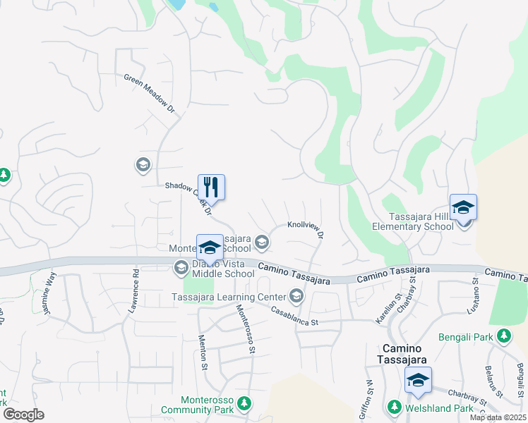 map of restaurants, bars, coffee shops, grocery stores, and more near 234 Laurelglen Court in Danville