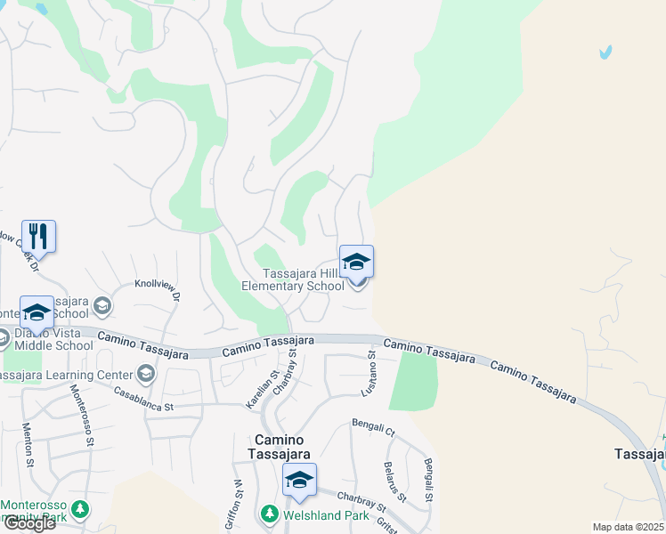 map of restaurants, bars, coffee shops, grocery stores, and more near 4570 Kingswood Drive in Danville