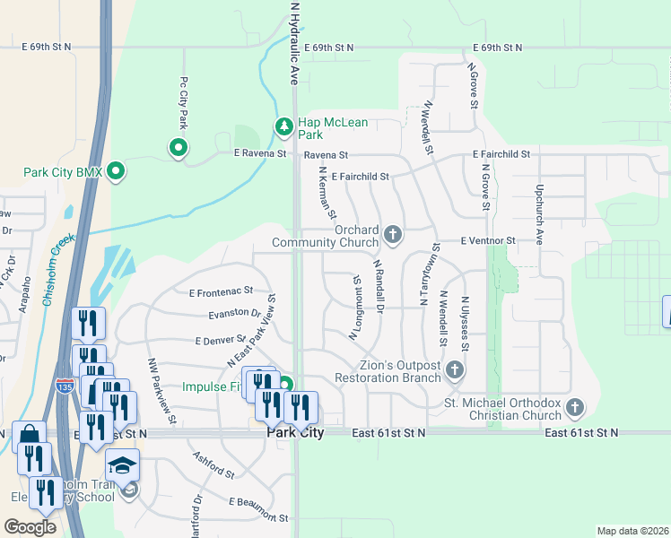 map of restaurants, bars, coffee shops, grocery stores, and more near 6510 N Kerman Dr in Park City