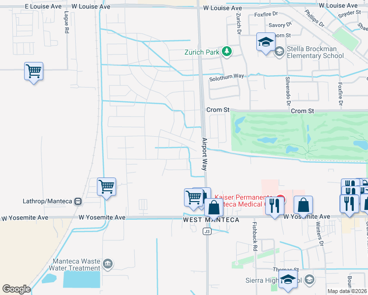 map of restaurants, bars, coffee shops, grocery stores, and more near 384 Pignolo Avenue in Manteca