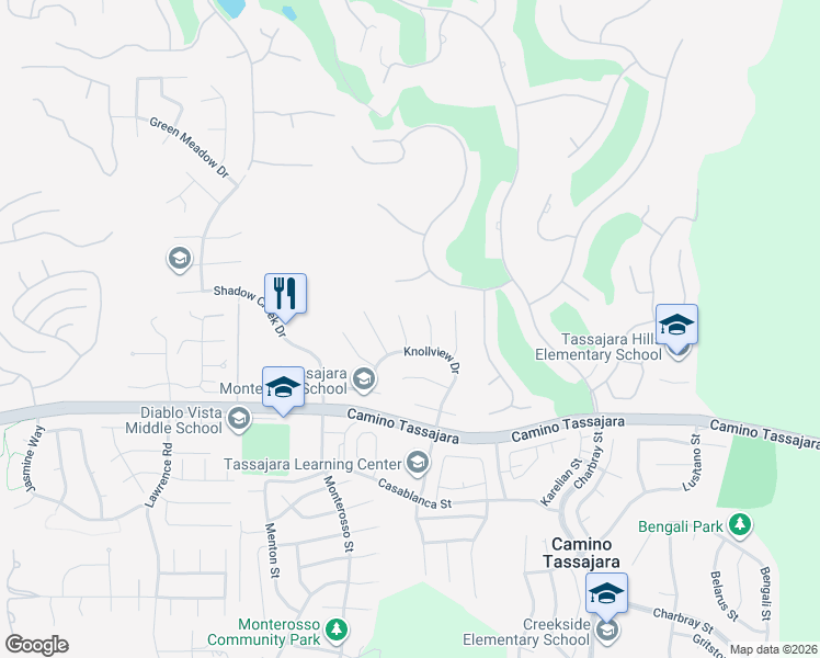 map of restaurants, bars, coffee shops, grocery stores, and more near 319 Deepcreek Court in Danville