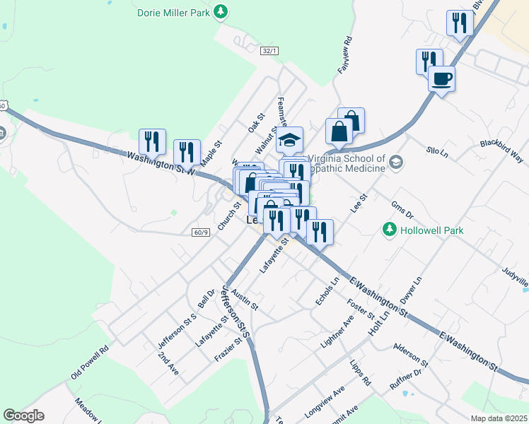 map of restaurants, bars, coffee shops, grocery stores, and more near in Lewisburg