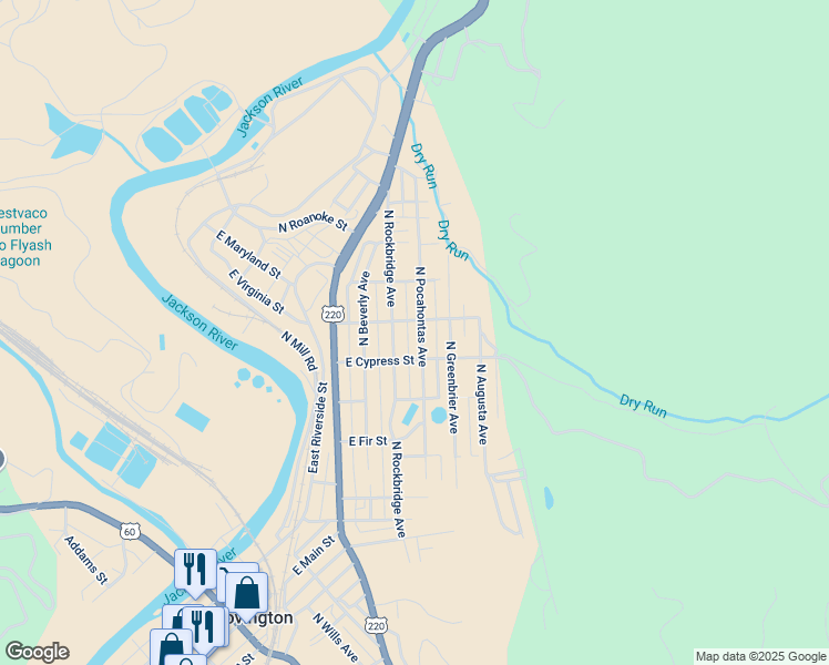 map of restaurants, bars, coffee shops, grocery stores, and more near 816 North Pocahontas Avenue in Covington