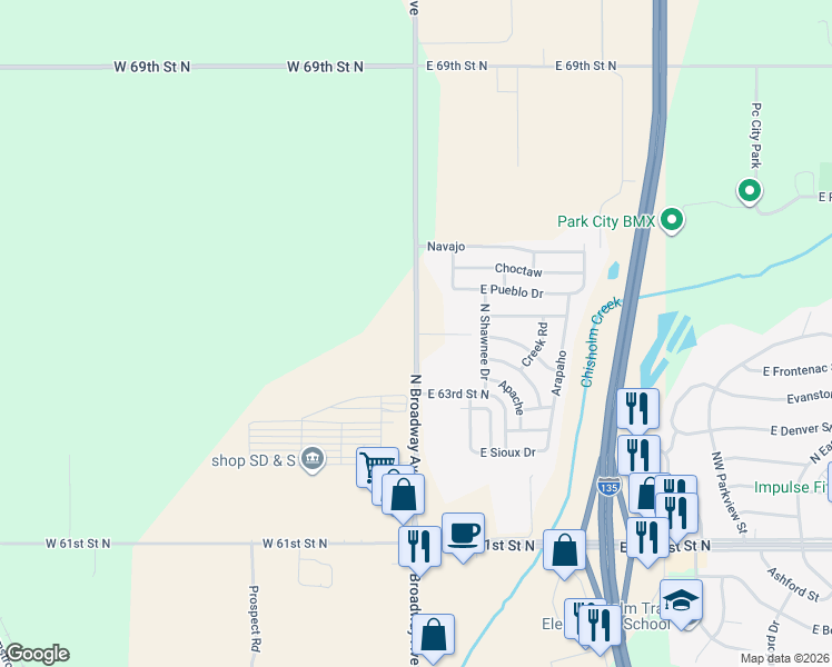 map of restaurants, bars, coffee shops, grocery stores, and more near 8127 South Broadway in Park City