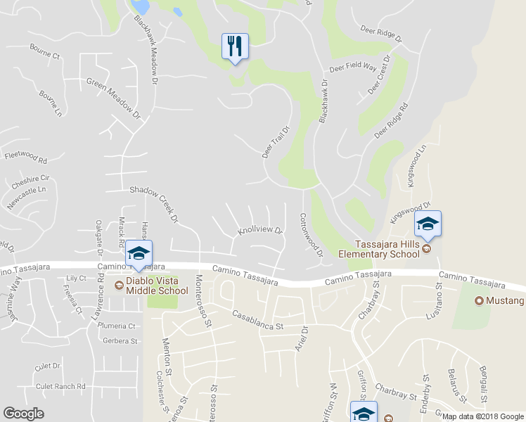 map of restaurants, bars, coffee shops, grocery stores, and more near 426 Stoneybrook Court in Danville