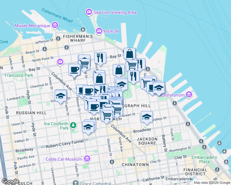 map of restaurants, bars, coffee shops, grocery stores, and more near 4 Gerke Alley in San Francisco