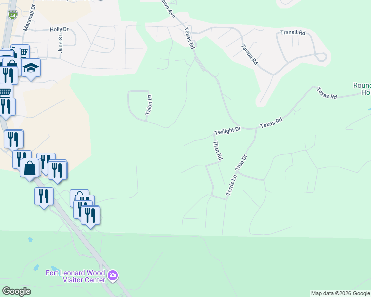 map of restaurants, bars, coffee shops, grocery stores, and more near 16550 Twilight Drive in Waynesville