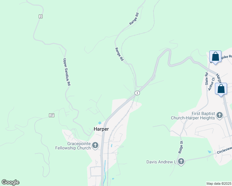 map of restaurants, bars, coffee shops, grocery stores, and more near in Harper