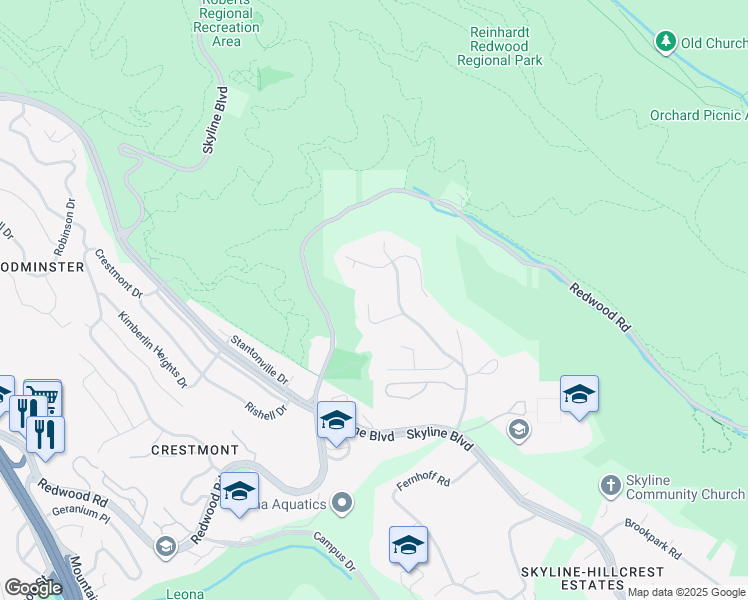 map of restaurants, bars, coffee shops, grocery stores, and more near 2 Bell Waver Way in Oakland