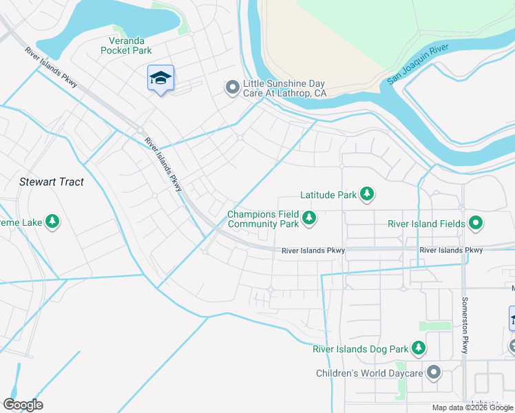 map of restaurants, bars, coffee shops, grocery stores, and more near 2387 Garden Farms Avenue in Lathrop