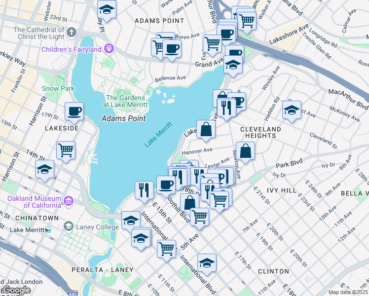 map of restaurants, bars, coffee shops, grocery stores, and more near 321 Wayne Avenue in Oakland