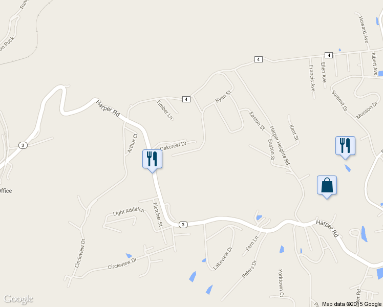 map of restaurants, bars, coffee shops, grocery stores, and more near 341 Ryan St in Beckley