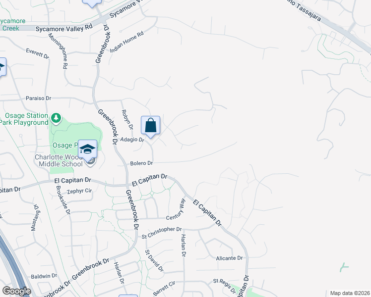 map of restaurants, bars, coffee shops, grocery stores, and more near 32 Vailwood Court in Danville