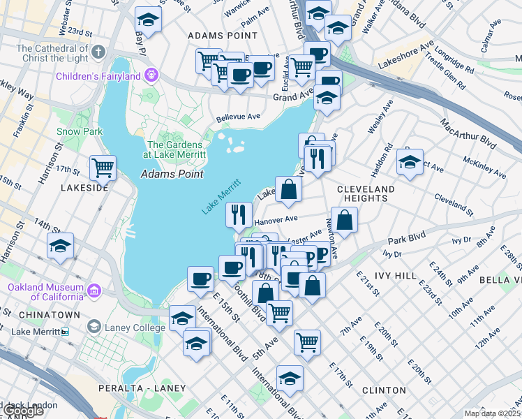 map of restaurants, bars, coffee shops, grocery stores, and more near 321 Wayne Avenue in Oakland