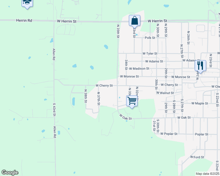 map of restaurants, bars, coffee shops, grocery stores, and more near 2100-2298 W Cherry St in Herrin