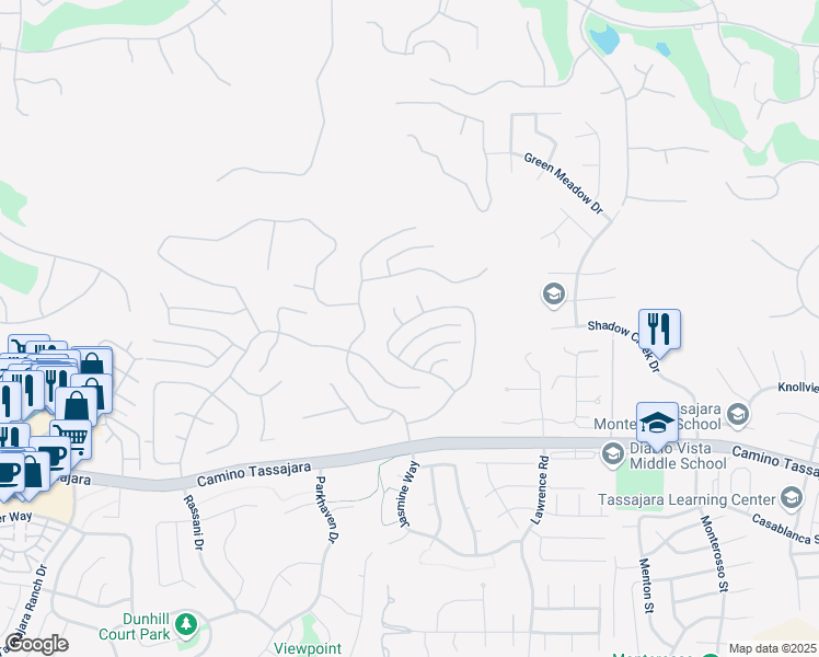 map of restaurants, bars, coffee shops, grocery stores, and more near 1167 Cheshire Circle in Danville