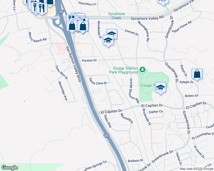 map of restaurants, bars, coffee shops, grocery stores, and more near 1047 Allegheny Drive in Danville