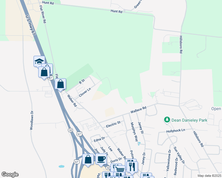 map of restaurants, bars, coffee shops, grocery stores, and more near 606 Clover Lane in Farmington