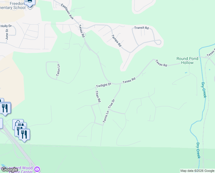 map of restaurants, bars, coffee shops, grocery stores, and more near 16410 Twilight Drive in Waynesville