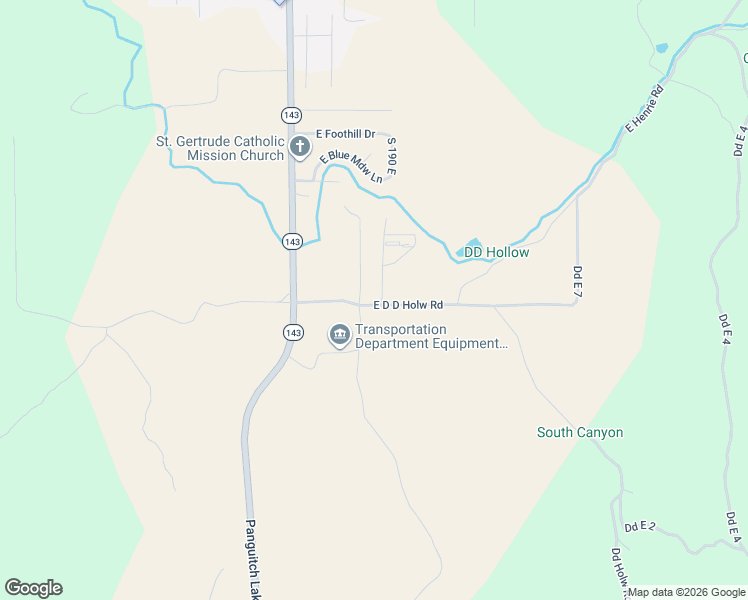 map of restaurants, bars, coffee shops, grocery stores, and more near D D Hollow Road in Panguitch