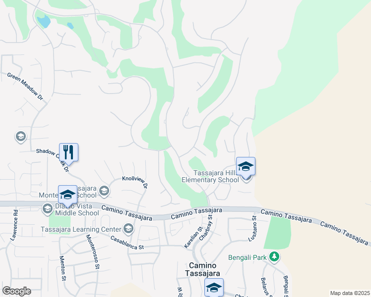 map of restaurants, bars, coffee shops, grocery stores, and more near 4405 Deer Ridge Road in Danville