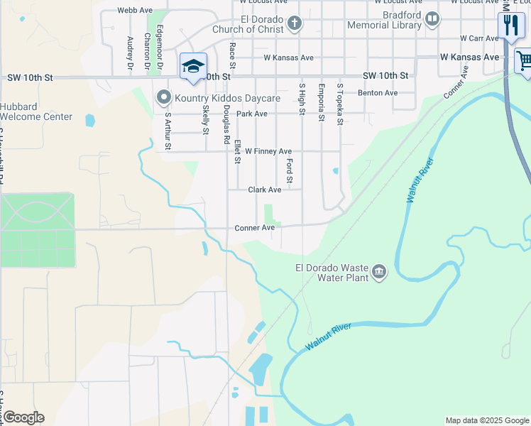 map of restaurants, bars, coffee shops, grocery stores, and more near 1313 South High Street in El Dorado