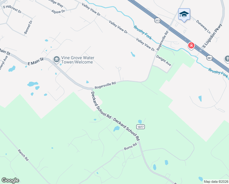 map of restaurants, bars, coffee shops, grocery stores, and more near 2096 Rogersville Road in Radcliff