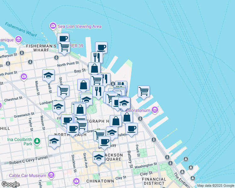 map of restaurants, bars, coffee shops, grocery stores, and more near in San Francisco