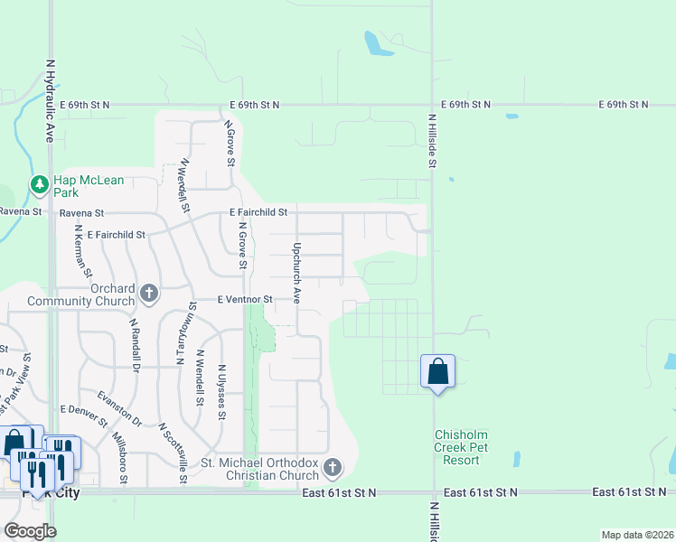 map of restaurants, bars, coffee shops, grocery stores, and more near 6638-6644 Poston Street in Park City