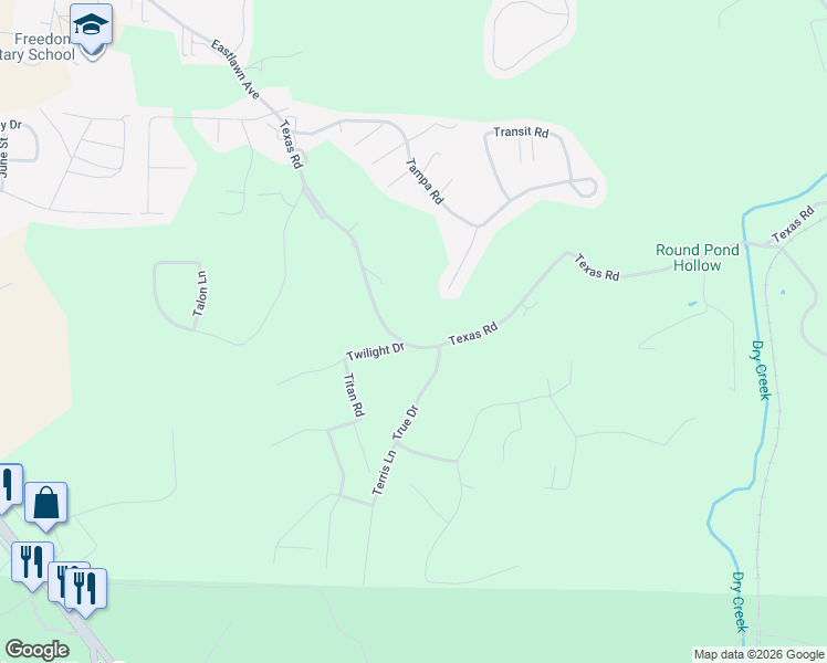 map of restaurants, bars, coffee shops, grocery stores, and more near 16410 Twilight Drive in Waynesville