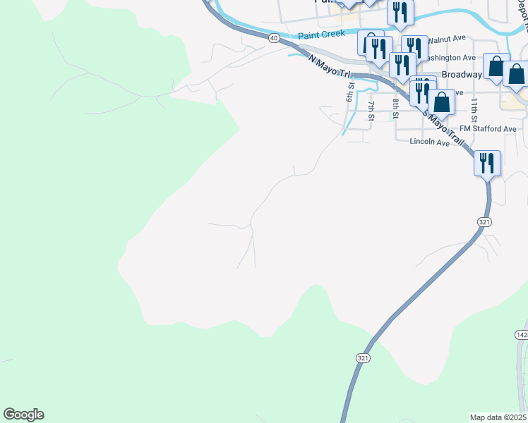 map of restaurants, bars, coffee shops, grocery stores, and more near Blackberry Lane in Paintsville