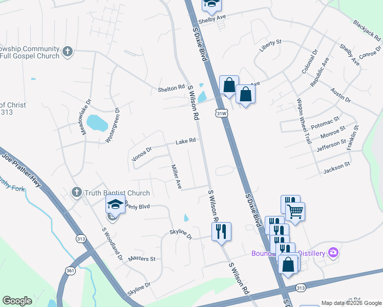 map of restaurants, bars, coffee shops, grocery stores, and more near 2678 Lavon Court in Radcliff